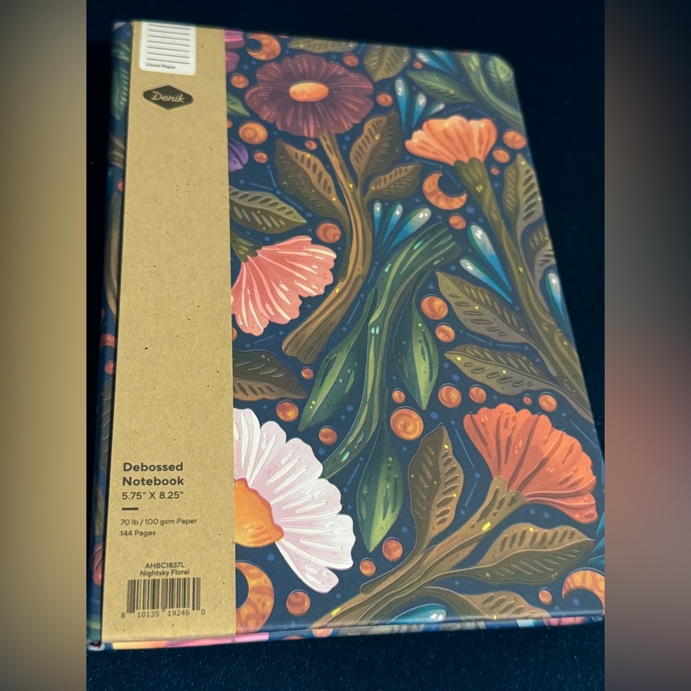 Denik Nightsky Floral Debossed Journal Notebook - faux leather luxury soft touch